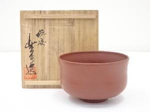 JAPANESE TEA CEREMONY MUMYOI WARE RED CLAY TEA BOWL / CHAWAN 